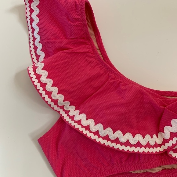 J. Crew Pink One Shoulder Top With Bikini Swim Bottoms 2pc Set - Picture 2 of 15